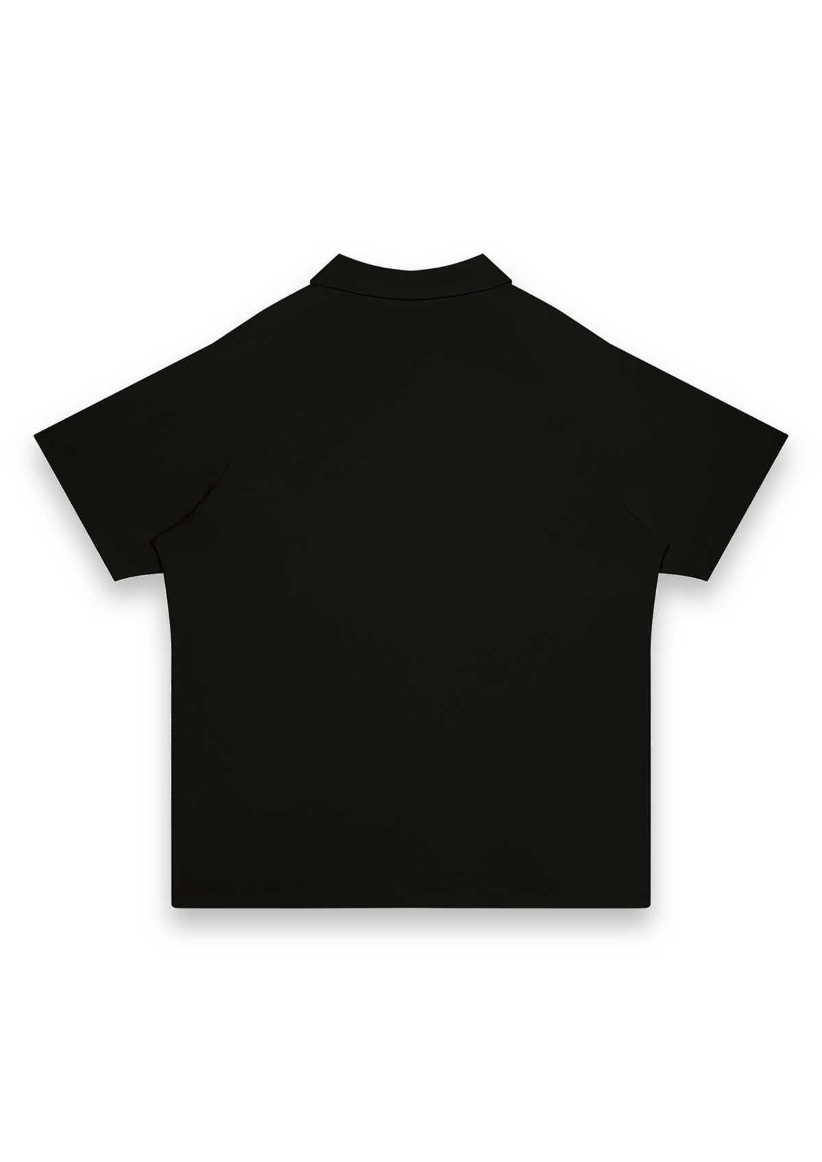 Pin High golf polo shirt in Black, back view showing the raglan sleeves and plain back #Colour_Black