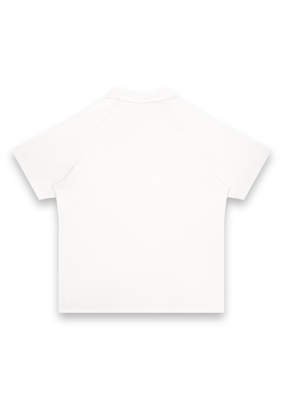 Pin High golf polo shirt in White, back view showing the raglan sleeves and plain back #Colour_White