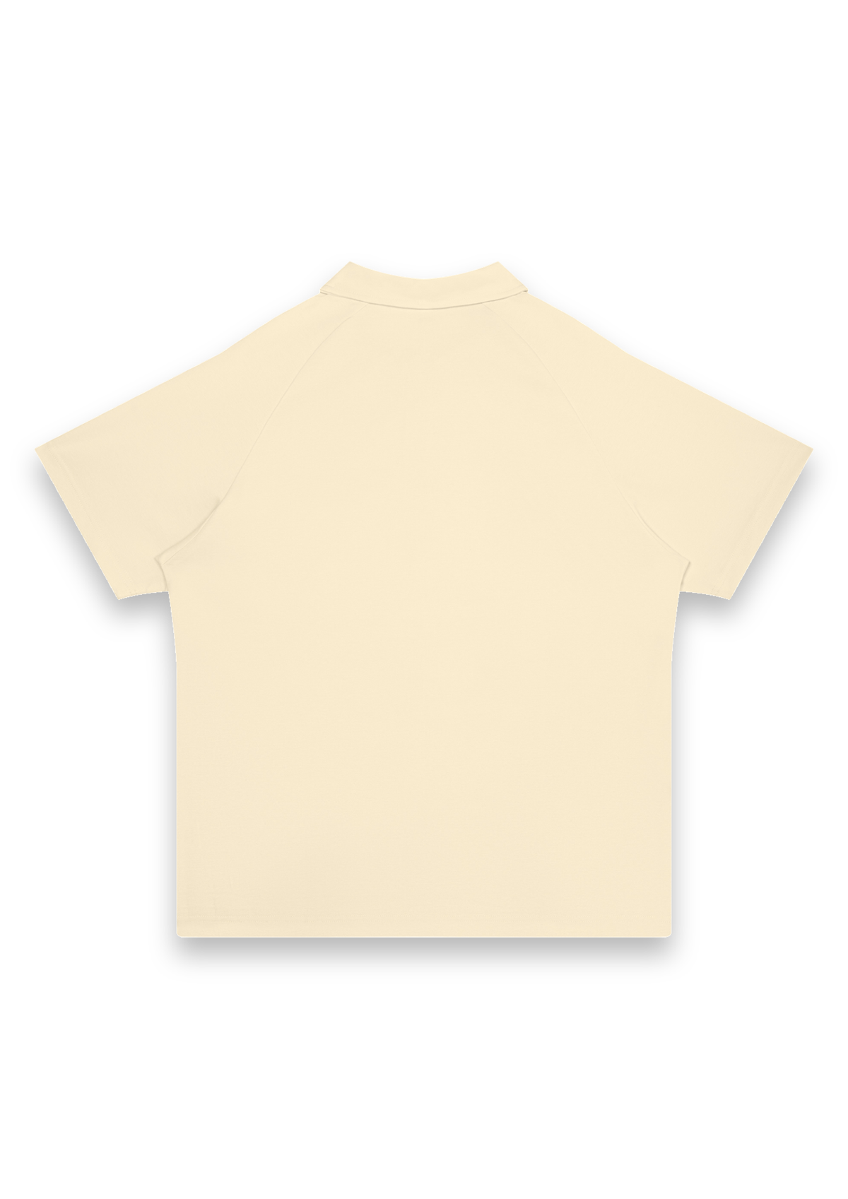 Pin High golf polo shirt in Cream, back view showing the raglan sleeves and plain back #Colour_Cream
